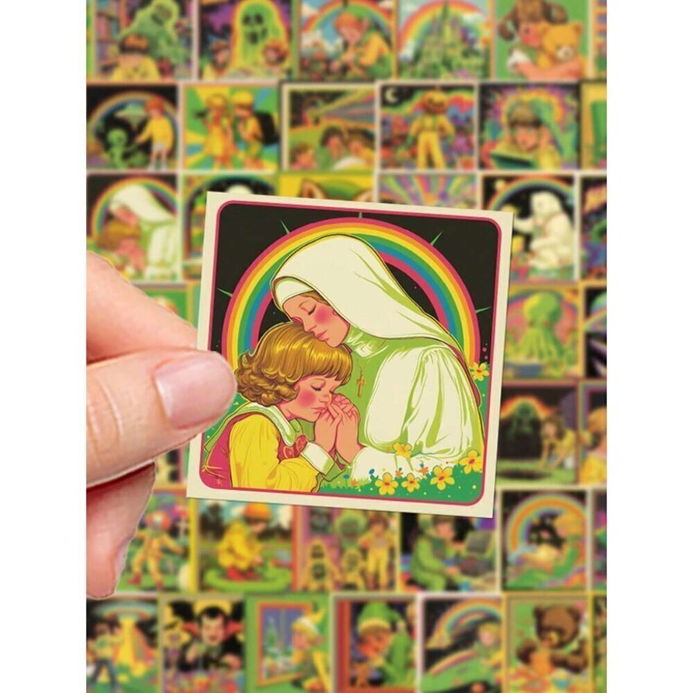 50pcs Retro Horror Comic Style Stickers Matte Waterproof Finish For And Party